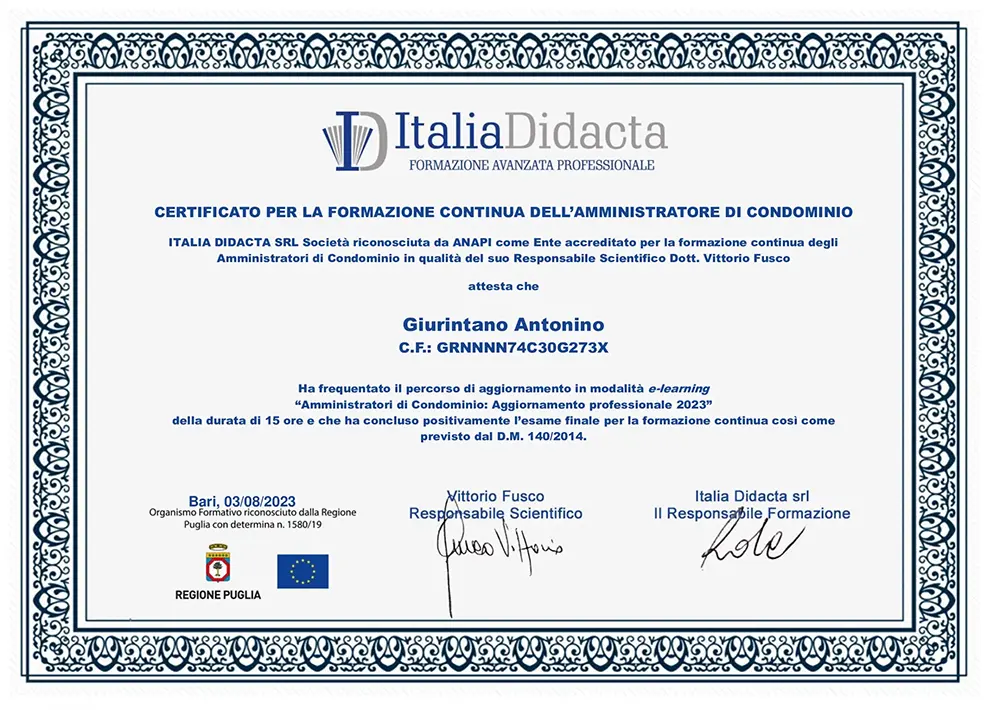 attestato amministratore di condominio